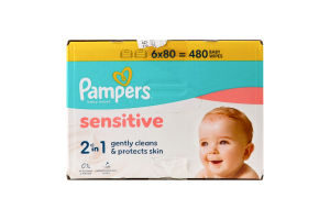 Серветки вологі дитячі Sensitive Pampers 6х80шт