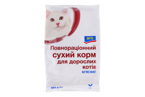 Корм сухий повнораціонний для дорослих котів М'ясний Aro м/у 400г