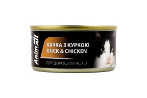 Корм д/дорослих котів з качкою та куркою 80г ж/б AnimAll