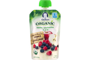 Gerber Organic Apples Raspberries & Acai 2nd Foods Organic Baby Food