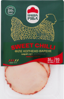 Філе куряче нарізане слайсами Sweet chili Наша Ряба в/к охол в/с лоток 0.095кг