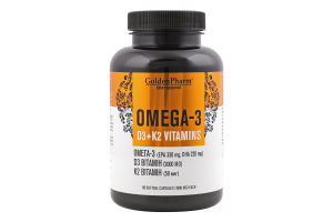 Добавка дієтична Omega-3+D3+K2 1000мг 90капсул Golden pharm