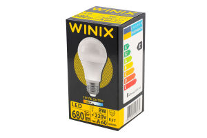 Лампа теплый свет A60 8W E27 3000K LED Winix 1шт