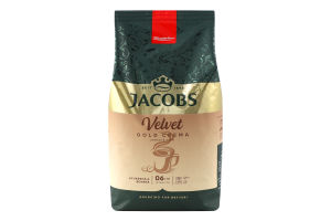 Кофе натуральный жареный в зернах Вельвет Gold Crema Jacobs м/у 1кг