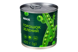 Горошек зеленый консервированный Novus в/с ж/б 420г