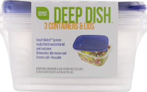 Smart Sense Deep Dish Containers & Lids - 3 CT
