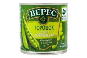 Горошек зеленый мозговых сортов консервированный стерилизованный Верес в/с ж/б 420г
