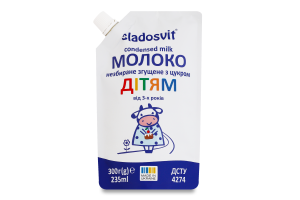 Молоко сгущенное 8.5% для детей от 3лет цельное с сахаром Sladosvit д/п 300г