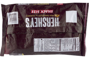 HERSHEY'S Milk Chocolate with Almonds Snack Size Bars, 10.35-Ounce Bags