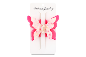 Заколка-краб д/волосся Різнобарвний метелик подвійна 4,5*7см