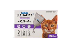 Краплі протипаразитарні д/котів від 0,5кг до 4кг Панацея Суперіум