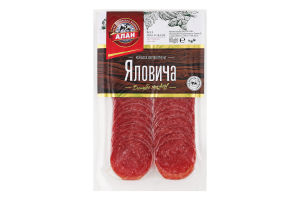 Колбаса нарезка Говяжья Алан с/к в/с в/у 0.08кг