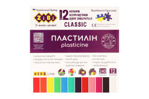 Пластилін Кідс Лайн Класік 12кольорів 240г ZB.6233 Зібі