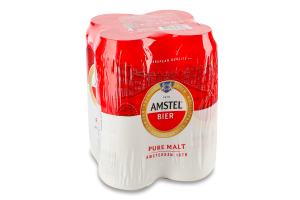 Пиво 4х500мл 5% світле фільтроване пастеризоване Amstel м/у