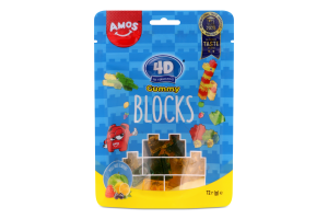 Цукерки Amos Кубики 4D асорті желейні