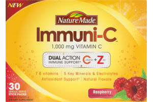 Nature Made Immuni-C 1,000 MG Vitamin C Single Serve Stick Packs Raspberry - 30 CT