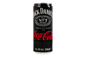 Напій слабоалкогольний 330мл 5% сильногазований Tennessee Whiskey Jack Daniel's&Coca-Cola з/б