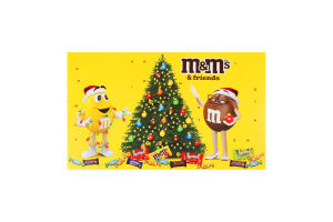 Набор драже, батончиков, конфет, печенья и жевательных драже Рождественский календарь M&M's&Friends к/у 463г