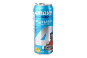 Напій безалкогольний газований зі смаком грейпфрута та лайма Magnesium + Vitamin B6 Activevitamin 4Move з/б 330мл