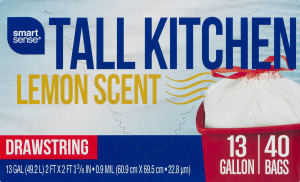 Smart Sense Tall Kitchen 13 Gallon Bags Lemon Scent - 40 CT