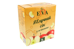 Сок пастеризованный восстановленный неосветленный с мякотью яблочный Eva к/у 3л