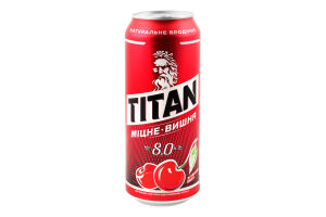 Пиво спеціальне 0.5л 8% пастеризоване Вишня Міцне Titan з/б