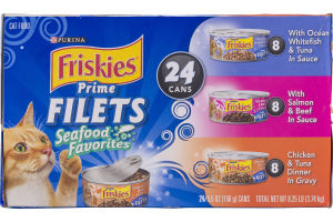 Purina Friskies Prime Filets Seafood Favorites Cat Food Variety Pack - 24 CT