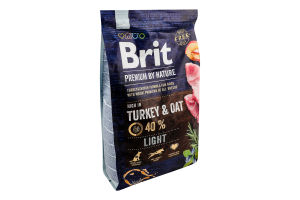 Корм сухий для собак з надмірною вагою Turkey&Oat Light Premium Nature Brit м/у 3кг