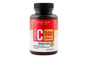 Добавка диетическая со вкусом апельсина Ацерола 500 Витамин С Golden pharm 100шт