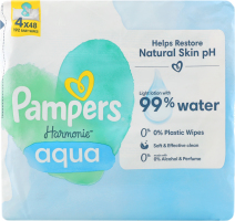 Детские Влажные Салфетки Pampers Harmonie Aqua 4 Упаковок = 192 Влажных Салфеток