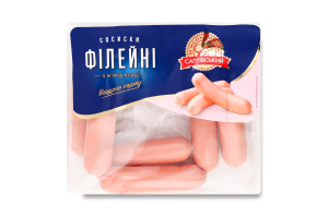 Сосиски Філейні з м'яса птиці в/г п/а 400г газ/уп Салтівський МК