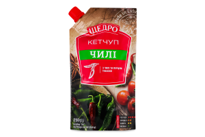 Кетчуп з чилі та перцем табаско пастеризований Чилі Щедро д/п 250г