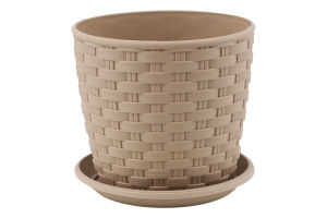 Горщик д/квітів Ротанг какао з підставкою 12*11см арт114055 Алеана