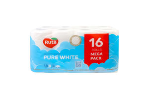 Папір туалетний 3-х шаровий Pure White Ruta 16шт