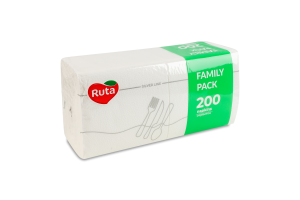 Салфетки бумажные однослойные 235х235мм Family pack Ruta 200шт