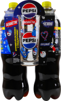 Набор напитков безалкогольных новогодний Пепси Кола 1.25л + Пепси Ноль сахара 1.25л + стакан 260мл Pepsi к/у 2х1.25л