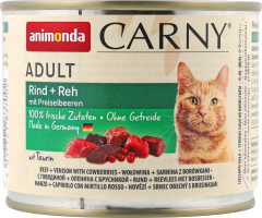 Корм д/котів з яловичиною олениною та брусницею 200г ж/б Карні