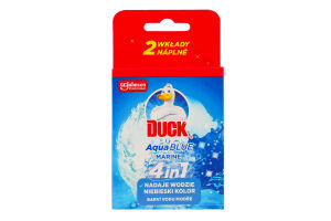 Очищувач для унітаза підвісний змінний блок 4в1 Синій Aqua Duck 2x36г