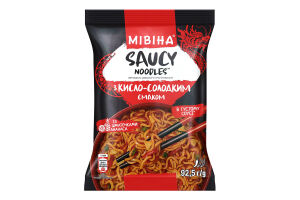 Вермишель быстрого приготовления с кусочками ананаса с кисло-сладким вкусом Saucy noodles Мівіна м/у 92.5г