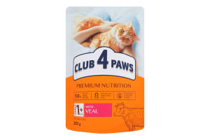 Корм сухий повнораціонний для дорослих котів з телятиною Premium Club 4 Paws д/п 300г