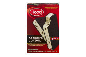 Hood Ice Cream Sandwiches Cookies 'n Cream - 8 PK