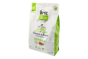 Корм д/дорослих собак середніх порід Састейнебл з куркою та комахами сухий 3кг Бріт Кеа