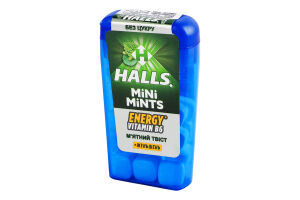 Конфеты с витамином B6 и экстрактом женьшеня без сахара Мятный твист Energy Mini Mints Halls п/у 12.5г