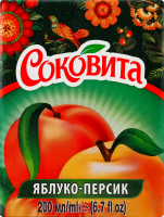 Напій соковмісний яблучно-персиковий Сококвита т/п 0.2л