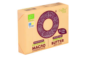 Масло 82.6% солодковершкове безлактозне органічне Organic Milk м/у 180г