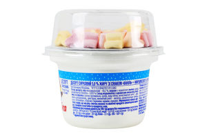 Десерт творожный 5% Ваниль 140г + маршмеллоу с ароматами апельсина, клубники и персика 9г Марійка ст 149г