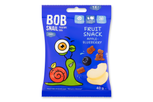 Снек фруктово-ягодный для детей от 12мес Яблоко-черника Baby Bob Snail м/у 40г