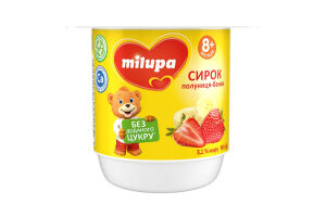 Сирок 3.1% для дітей від 8міс з біфідобактеріями з наповнювачем Полуниця-банан Milupa ст 90г