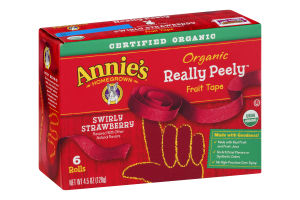 Annie's Homegrown Organic Really Peely Fruit Tape Swirly Strawberry - 6 CT