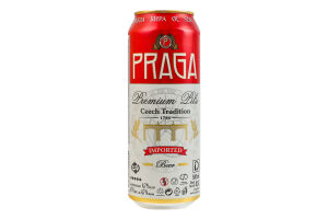 Пиво 0.5л 4.7% светлое фильтрованное пастеризованное солодовое Premium Pils Praga ж/б